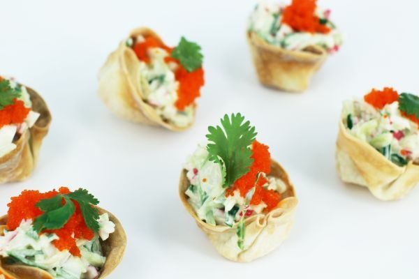 Recept gyozabakjes met surimisalade